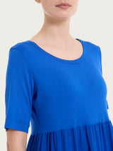 Vestito svasato a balze in misto viscosa Blu Donna - Ragno