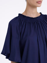 Maglietta arricciata in EcoSeta Blu Donna - Ragno