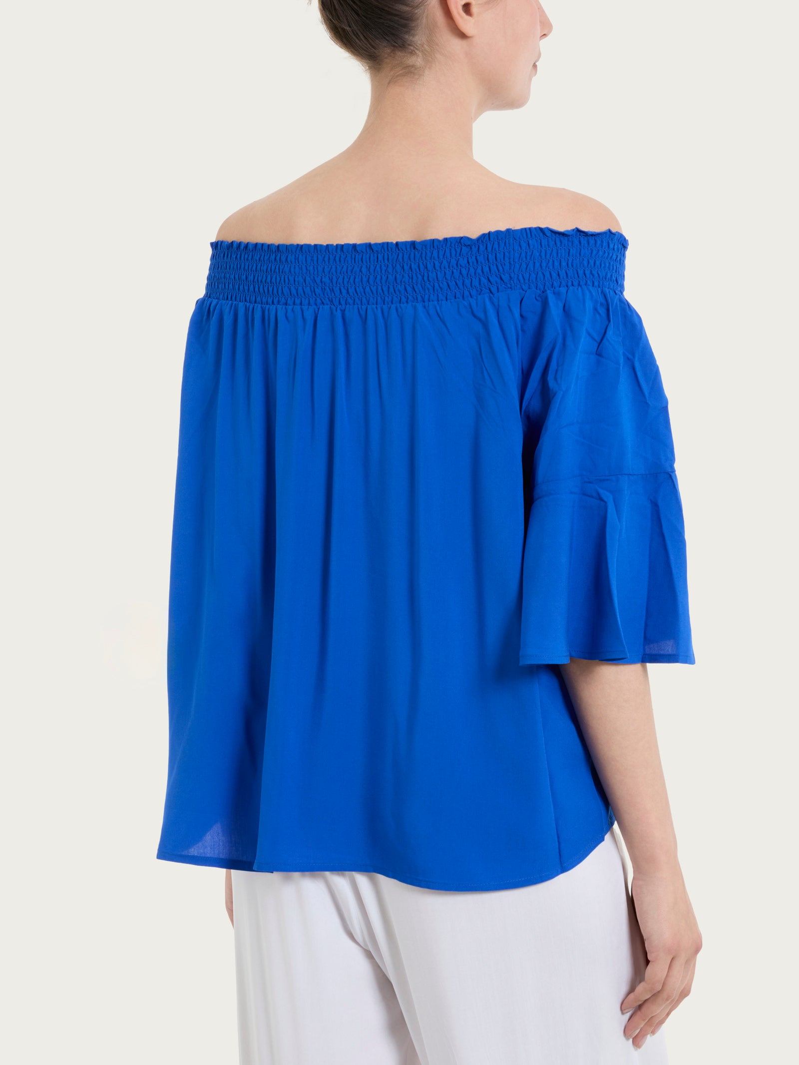 Maglietta arricciata in EcoSeta Blu Donna - Ragno