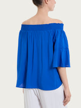 Maglietta arricciata in EcoSeta Blu Donna - Ragno