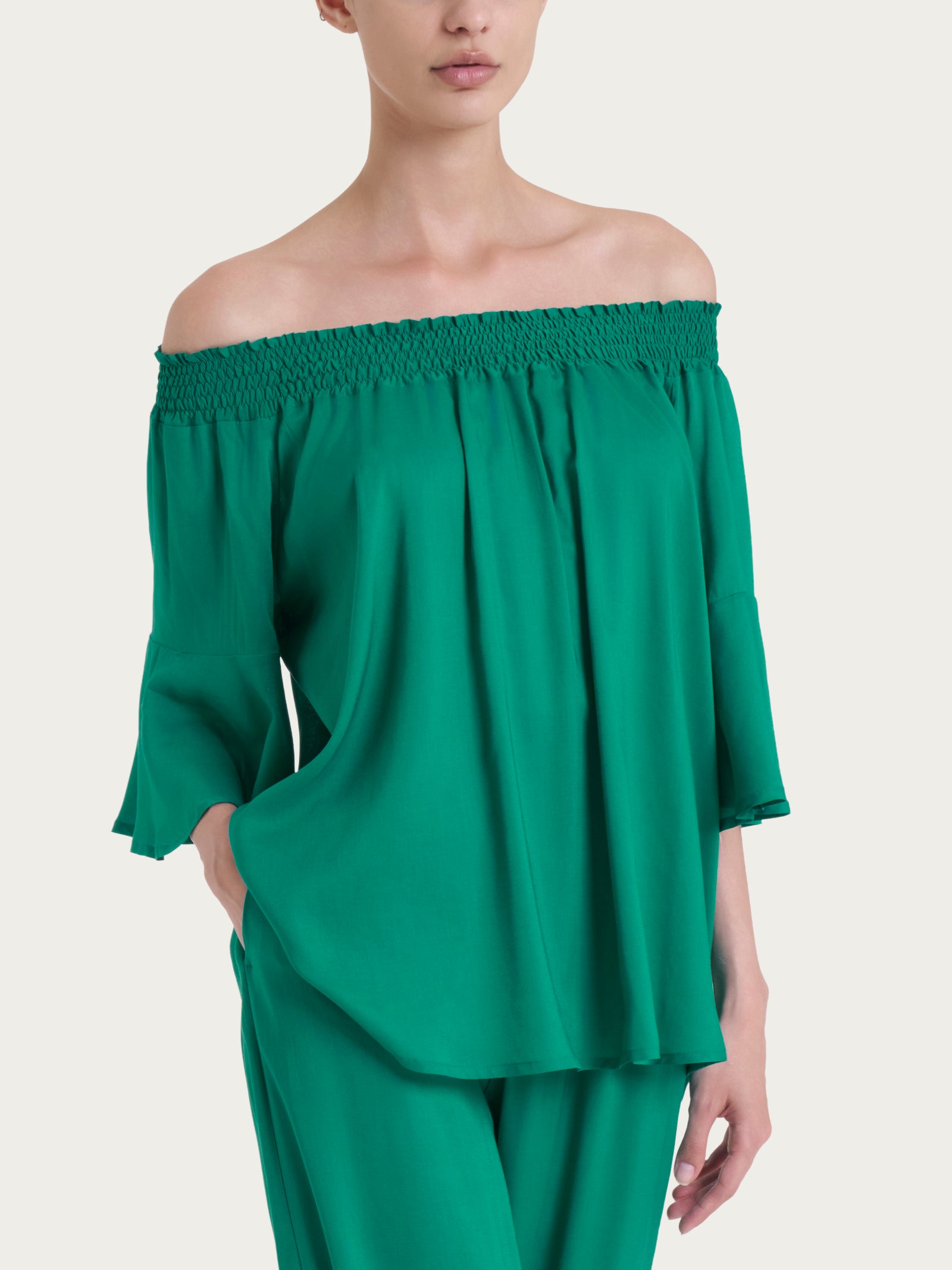 Maglietta arricciata in EcoSeta Blu Donna - Ragno