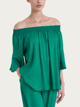Maglietta arricciata in EcoSeta Blu Donna - Ragno