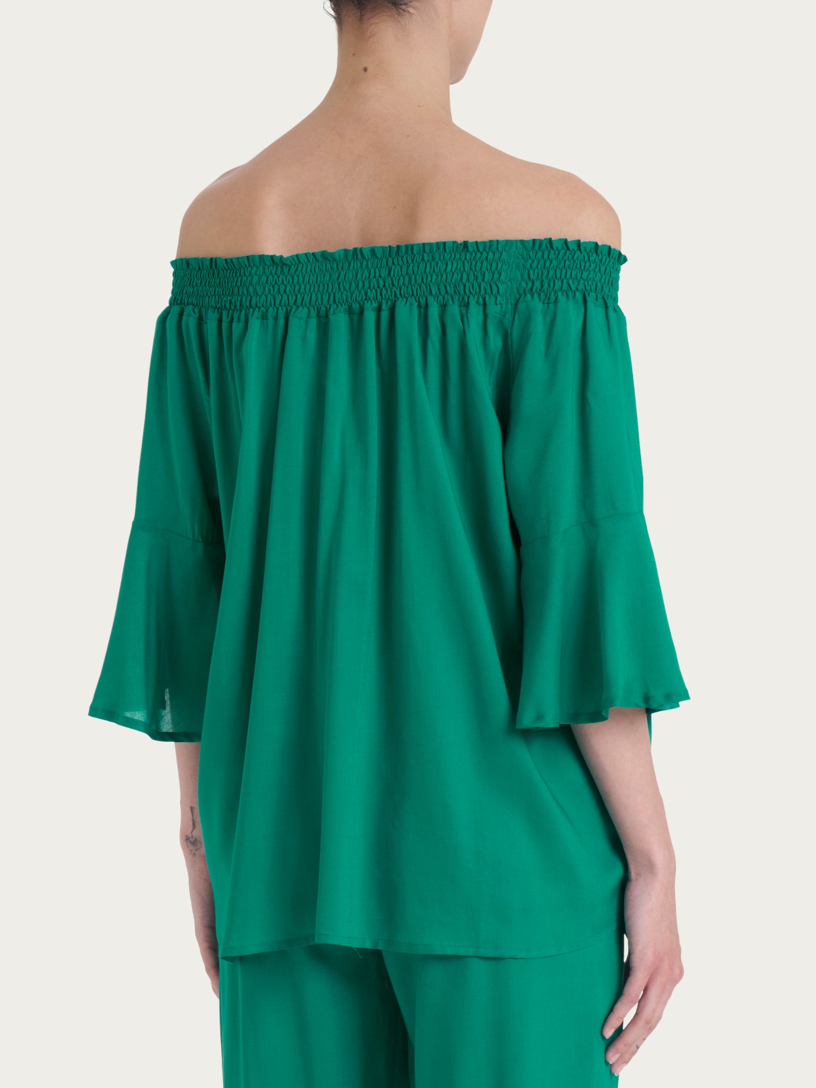 Maglietta arricciata in EcoSeta Blu Donna - Ragno