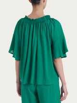 Maglietta arricciata in EcoSeta Blu Donna - Ragno