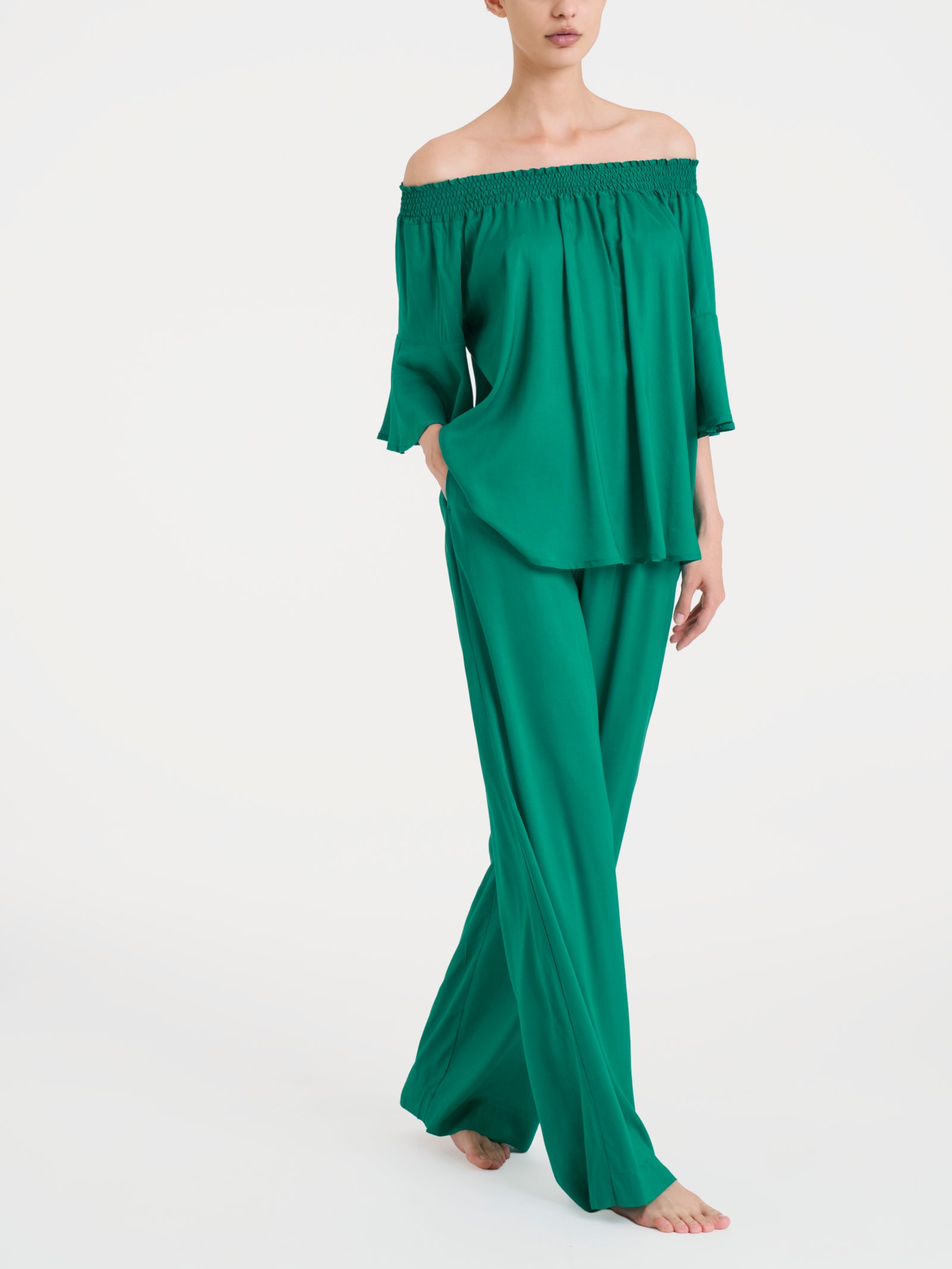 Maglietta arricciata in EcoSeta Blu Donna - Ragno
