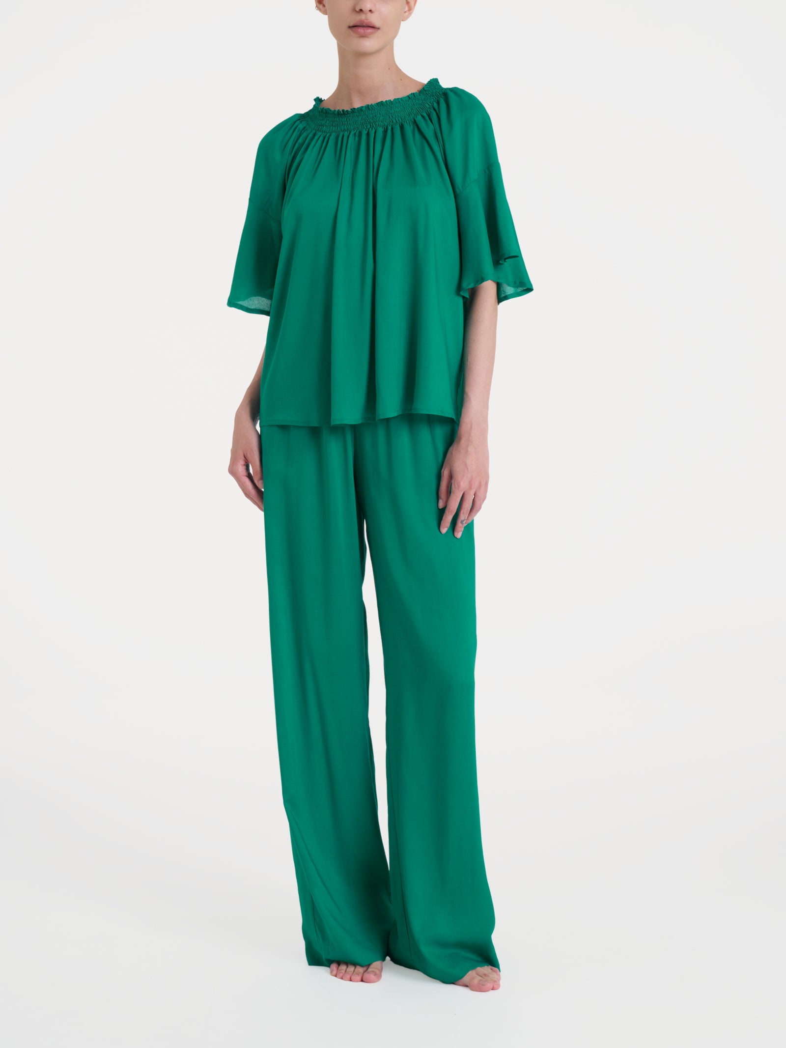 Maglietta arricciata in EcoSeta Blu Donna - Ragno