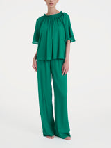 Maglietta arricciata in EcoSeta Blu Donna - Ragno