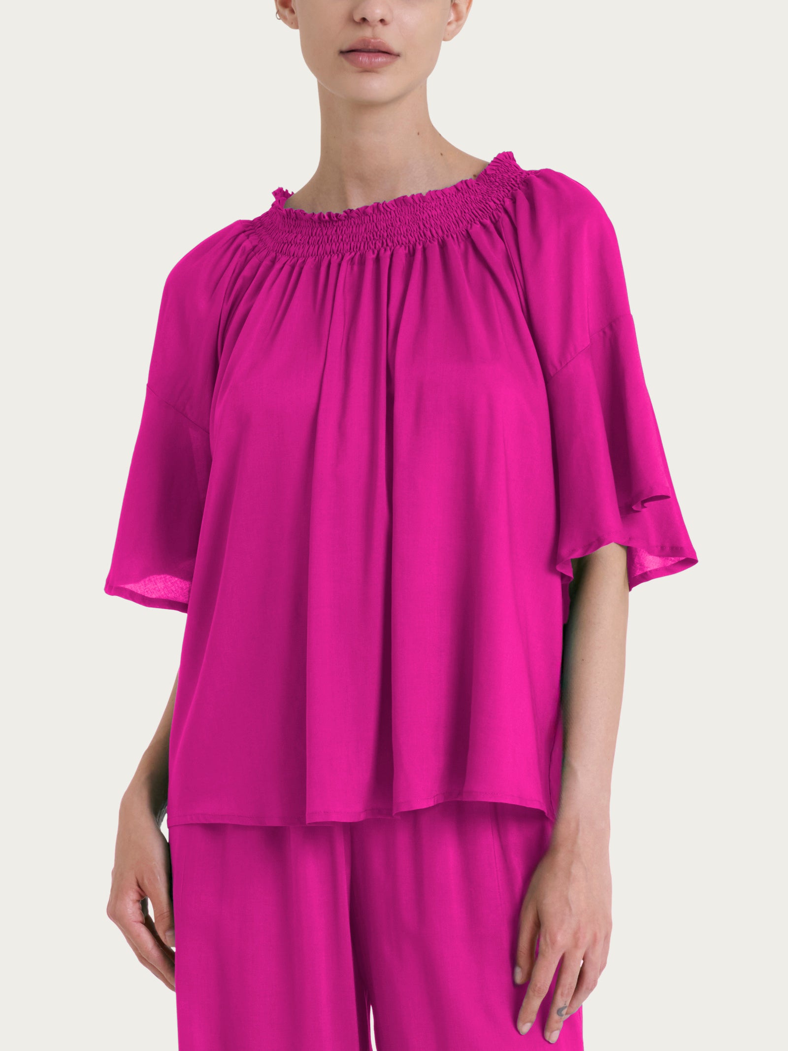 Maglietta arricciata in EcoSeta Rosa Donna - Ragno