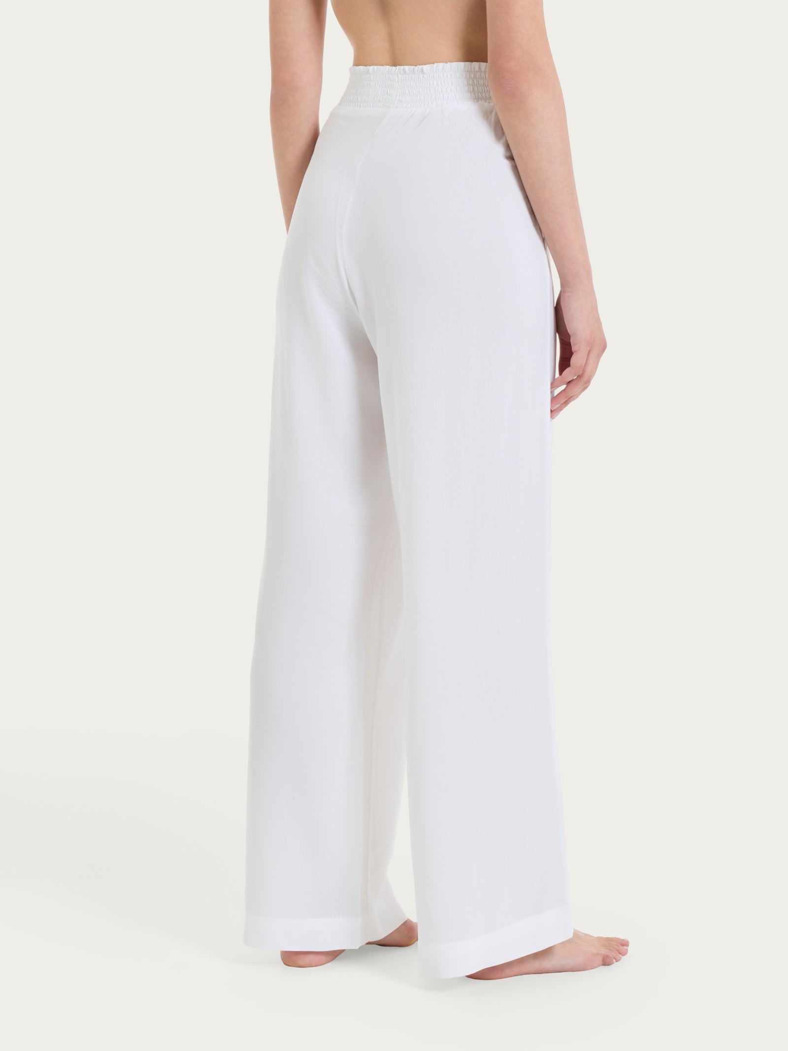 Pantalone ampio con arricciatura in Ecoseta Bianchi Donna - Ragno