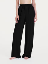Pantalone ampio con arricciatura in Ecoseta Neri Donna - Ragno