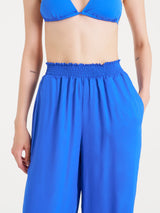 Pantalone ampio con arricciatura in Ecoseta Blu Donna - Ragno