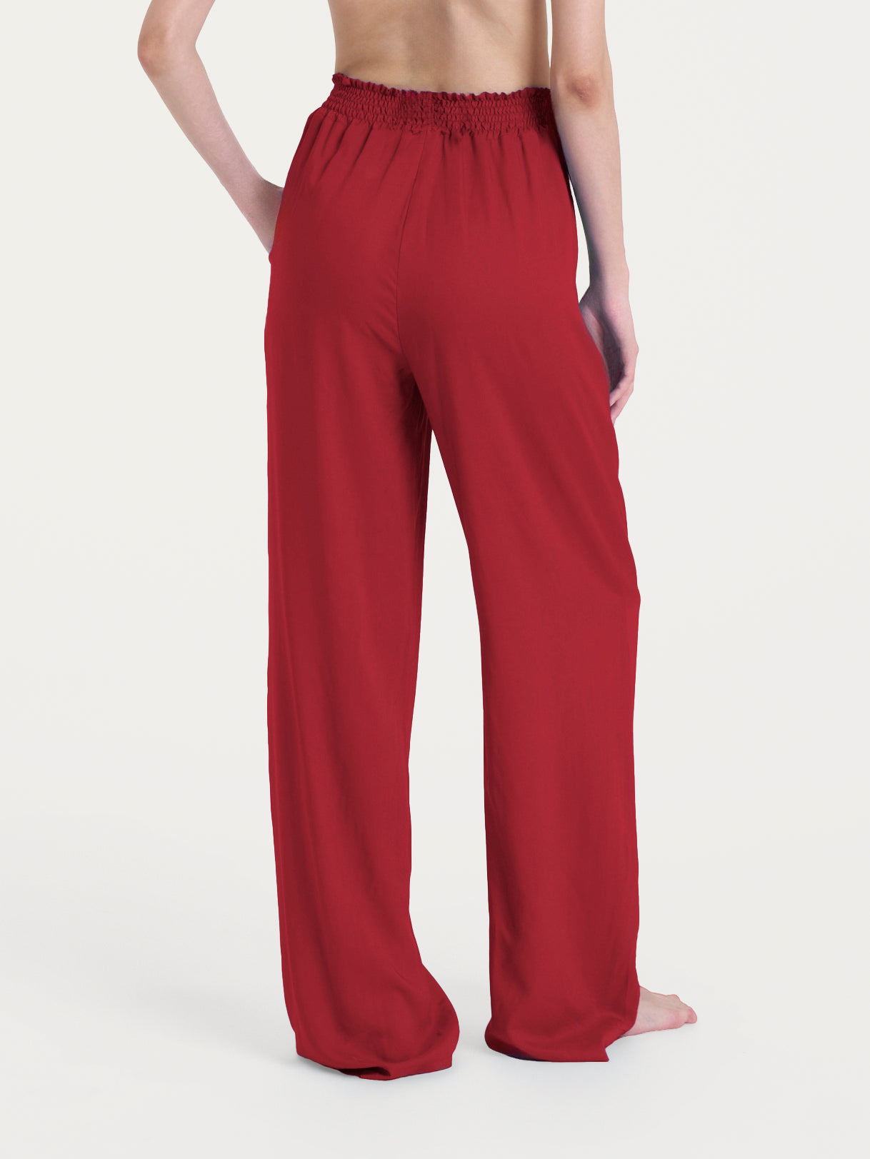 Pantalone ampio con arricciatura in Ecoseta Rossi Donna - Ragno