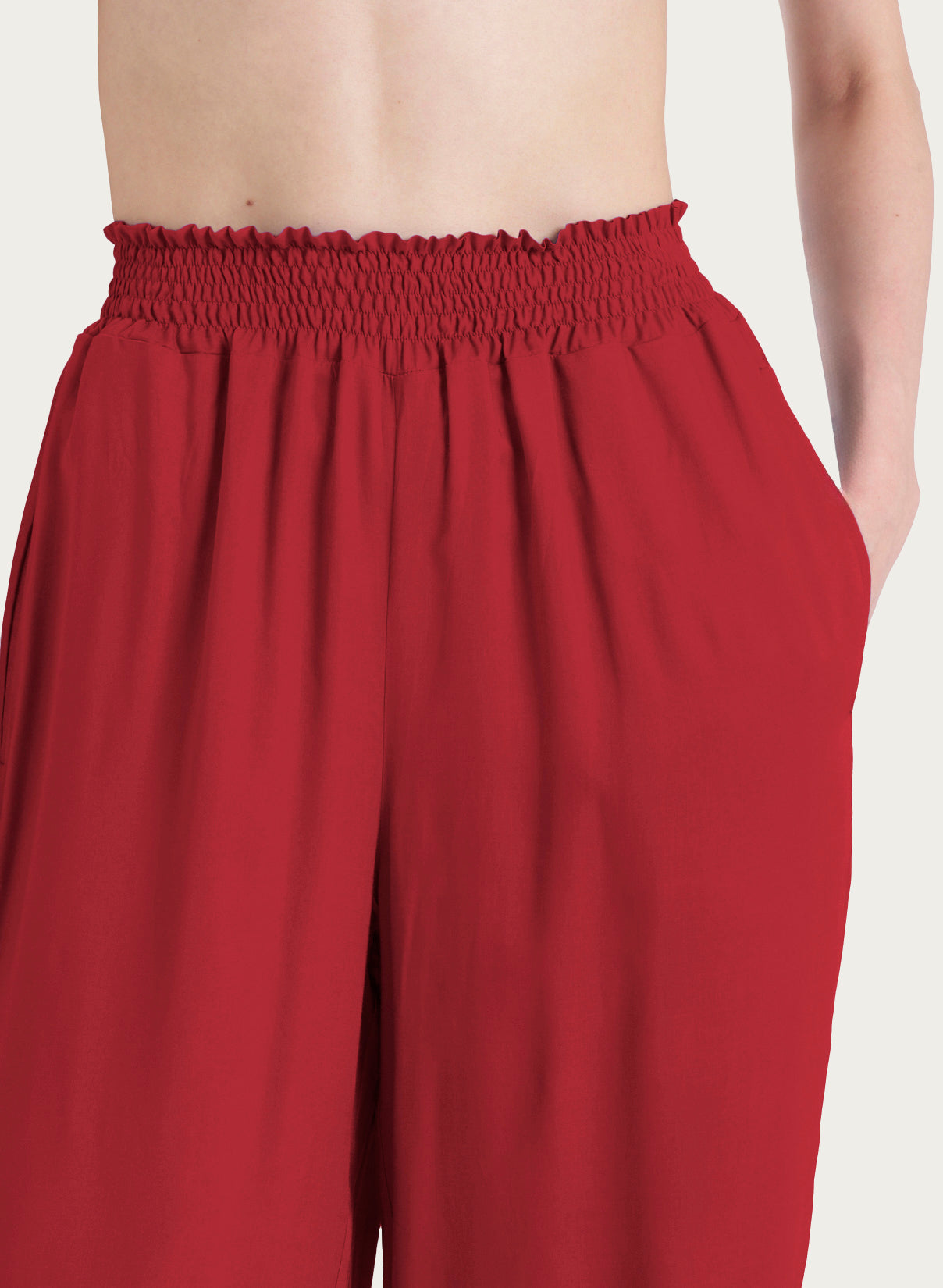 Pantalone ampio con arricciatura in Ecoseta Rossi Donna - Ragno