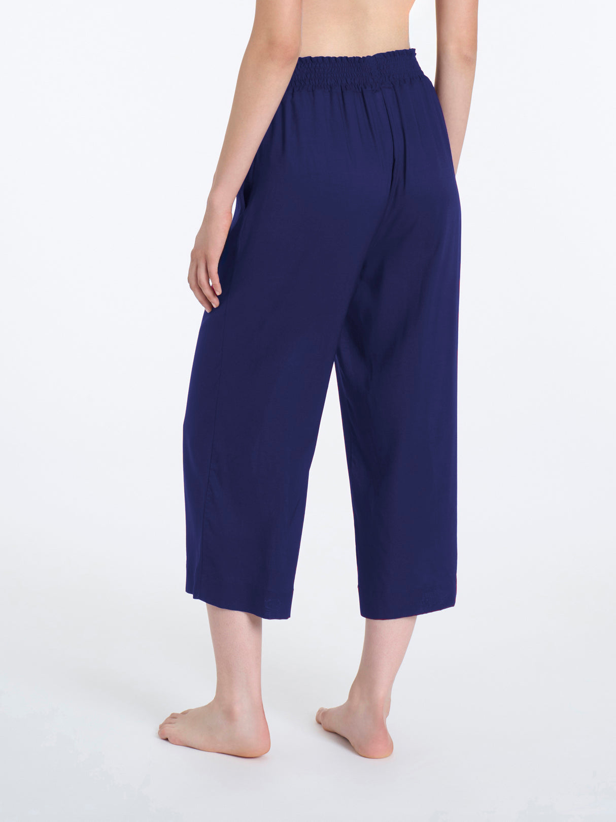 Pantalone ampio pinocchietto in Ecoseta Blu Donna - Ragno