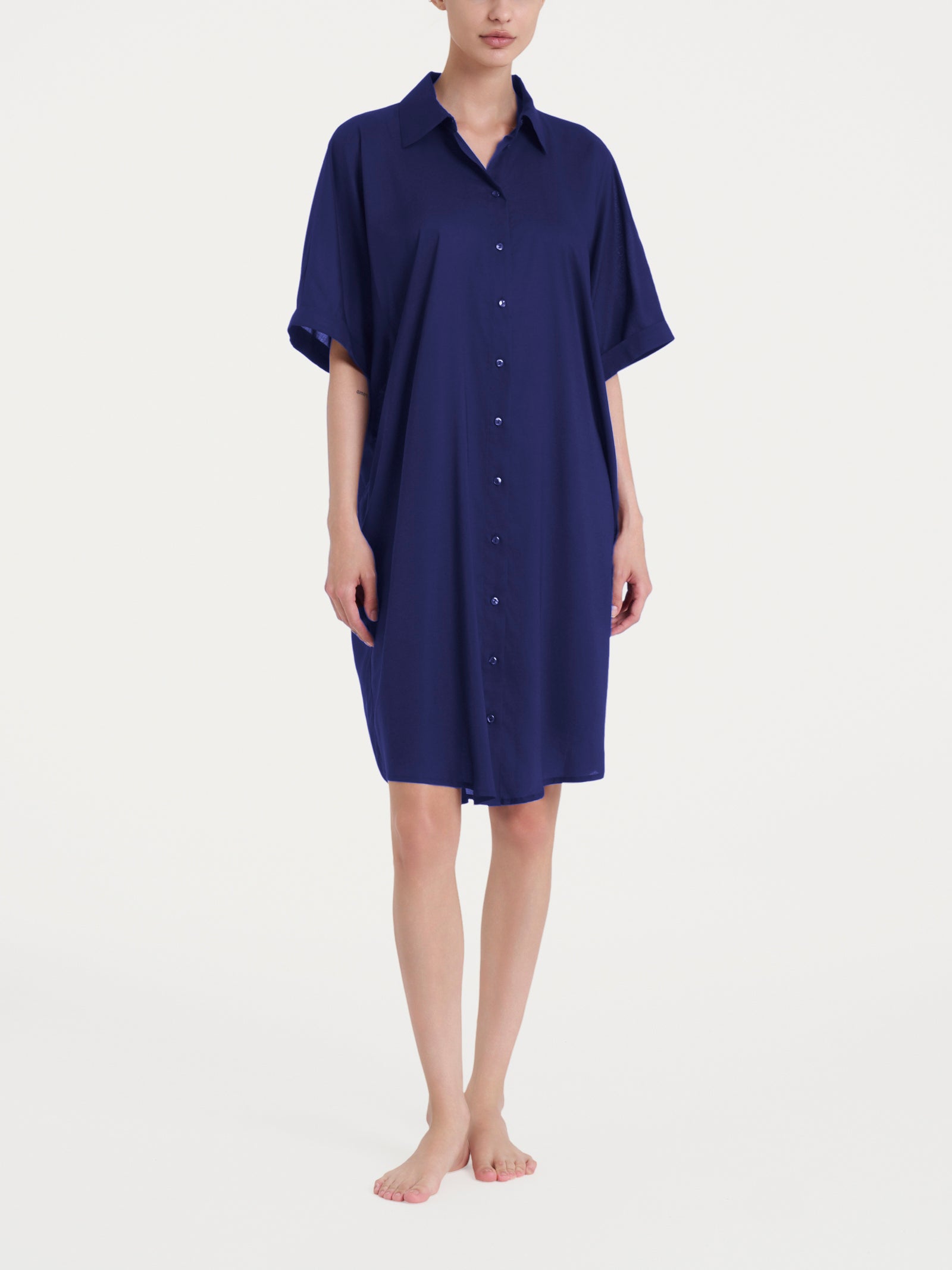 Chemisier lungo in Ecoseta Blu Donna - Ragno