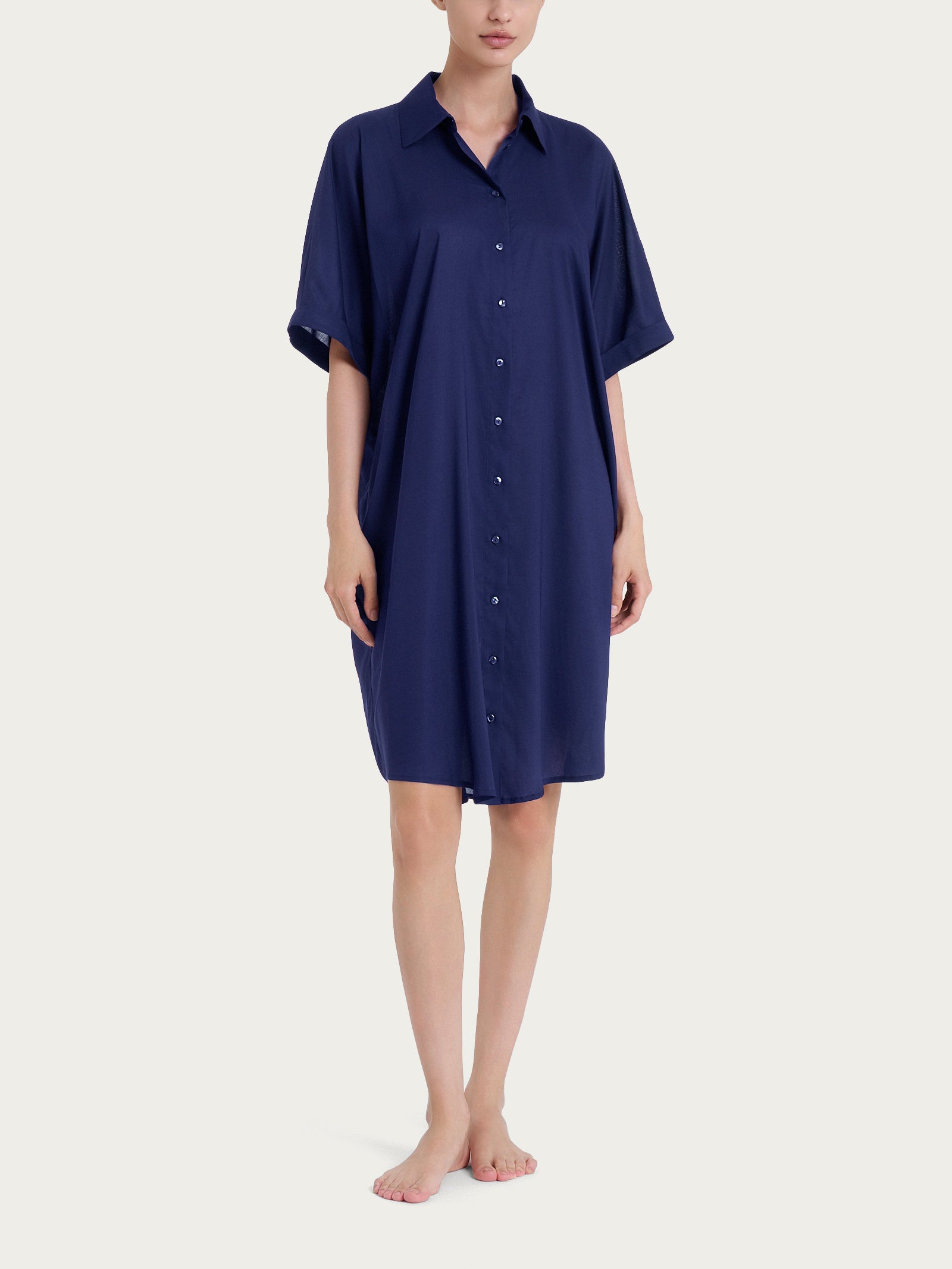 Chemisier lungo in Ecoseta Blu Donna - Ragno