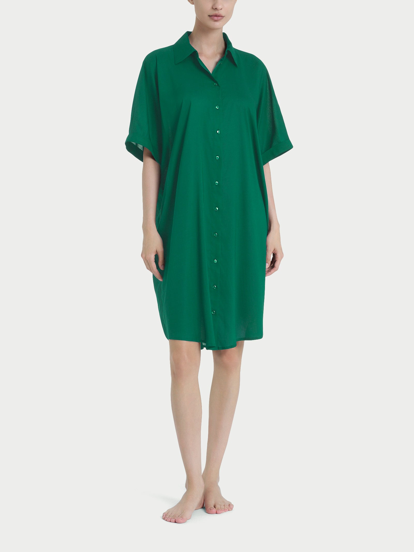 Chemisier lungo in Ecoseta Blu Donna - Ragno