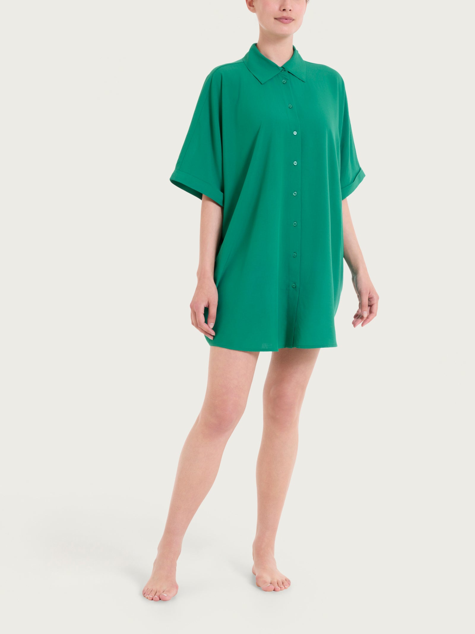 Caftano aperto con manica kimono in EcoSeta Blu Donna - Ragno