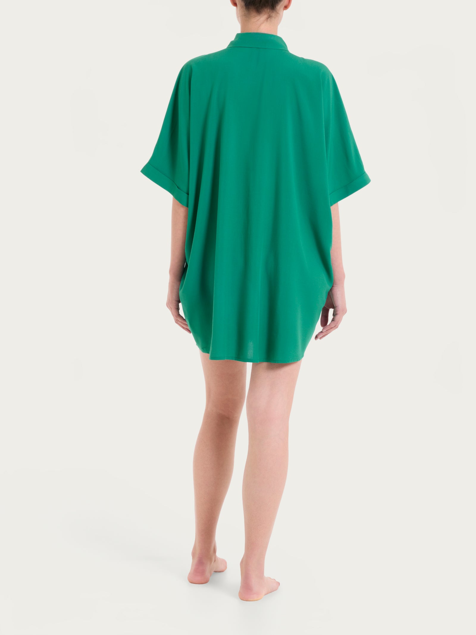 Caftano aperto con manica kimono in EcoSeta Blu Donna - Ragno