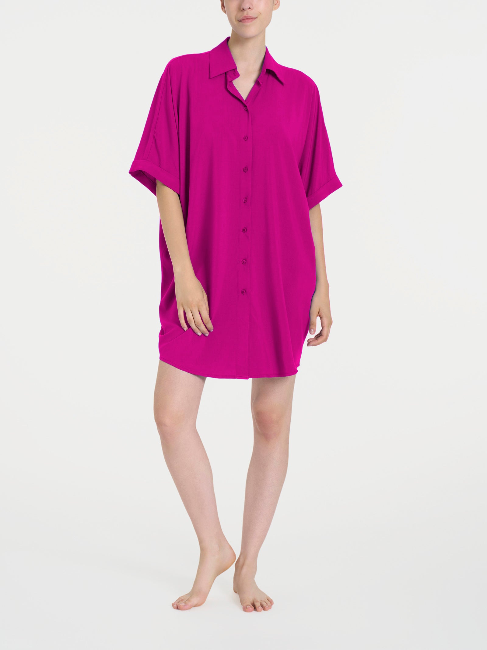 Caftano aperto con manica kimono in EcoSeta Rosa Donna - Ragno