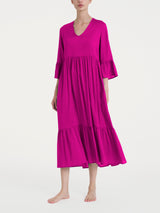 Abito lungo con balze in Ecoseta Rosa Donna - Ragno