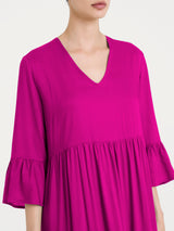 Abito lungo con balze in Ecoseta Rosa Donna - Ragno