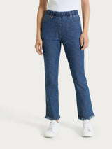 Jeans sfrangiato dritto con tasche in Light denim  Blu Donna - Ragno