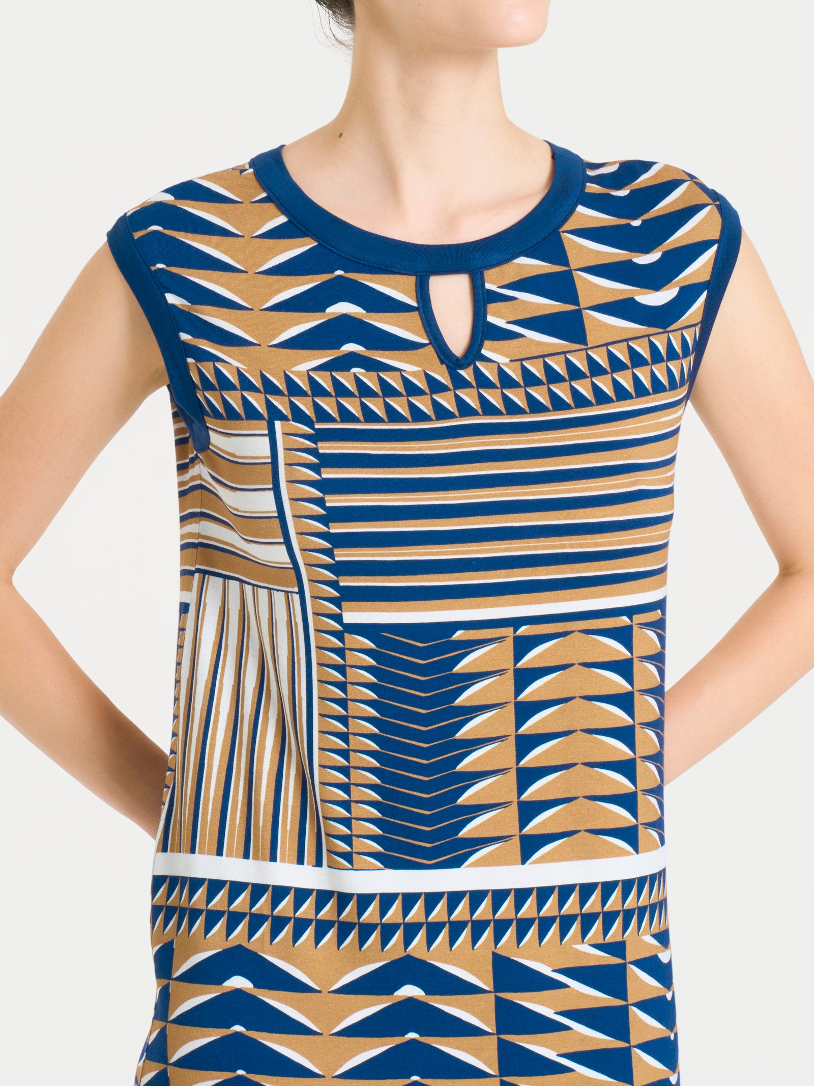Abito smanicato con geometric pattern in Viscosa Summer Marroni Donna - Ragno