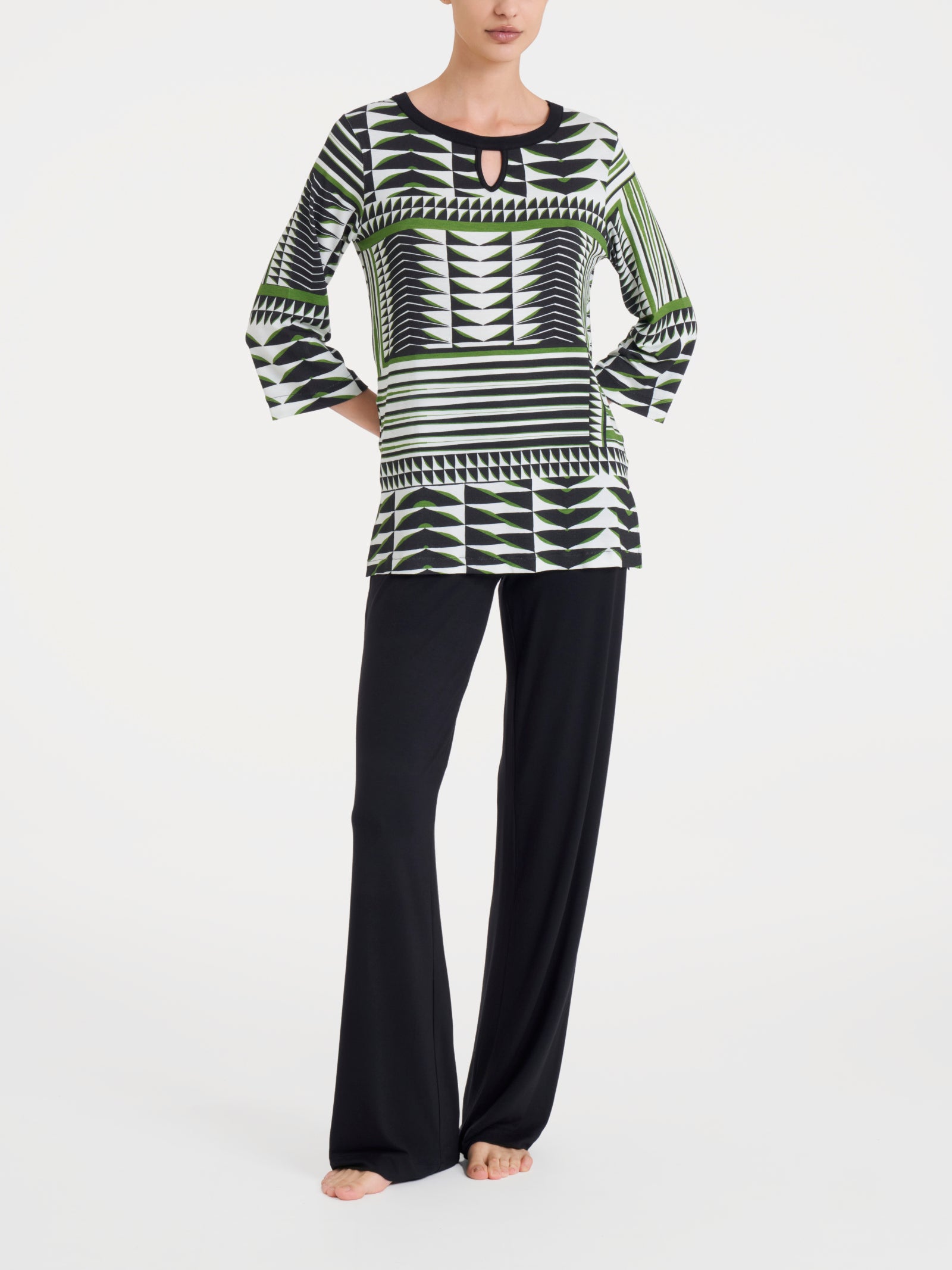 Maglietta con manica 3/4 e geometric pattern in Viscosa Summer Verdi Donna - Ragno