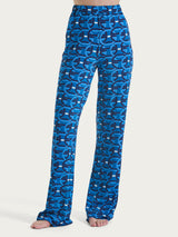 Pantalone ampio con geometric pattern in Ecoseta Blu Donna - Ragno
