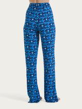 Pantalone ampio con geometric pattern in Ecoseta Blu Donna - Ragno