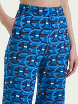 Pantalone ampio con geometric pattern in Ecoseta Blu Donna - Ragno