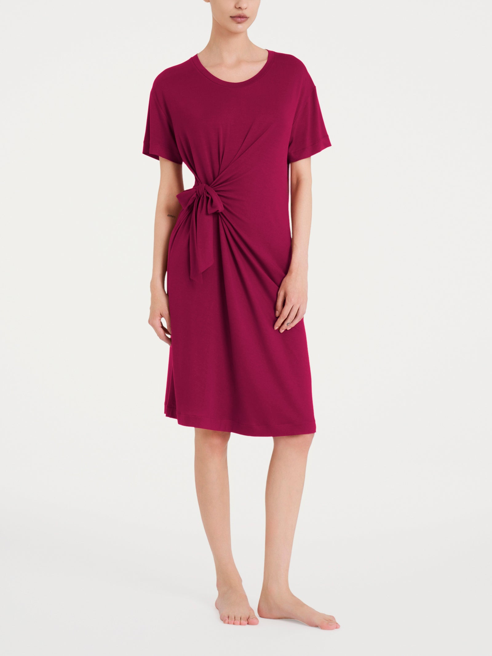 Abito tinta unita con nodo in Viscosa Summer  Rossi Donna - Ragno