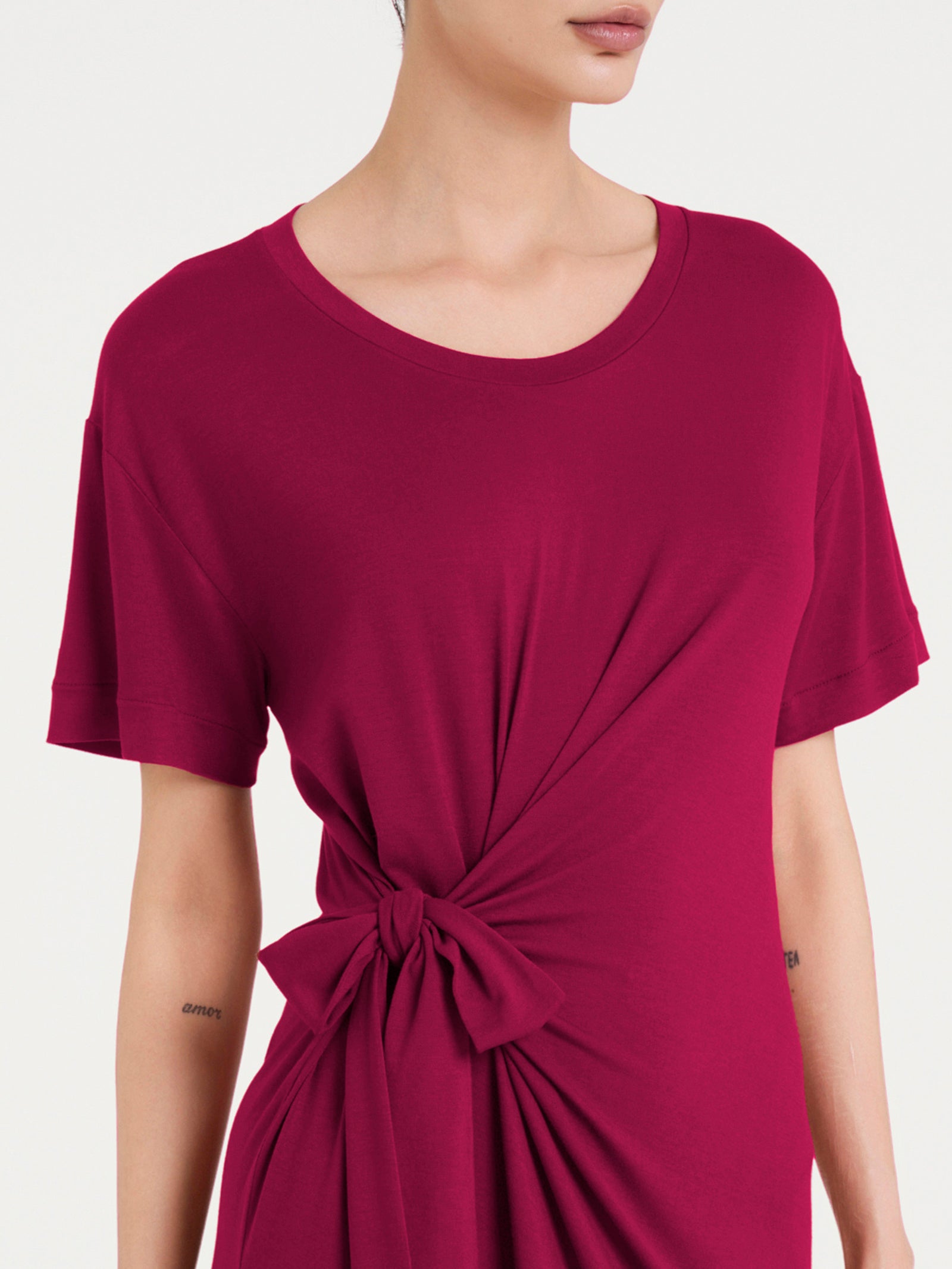 Abito tinta unita con nodo in Viscosa Summer  Rossi Donna - Ragno