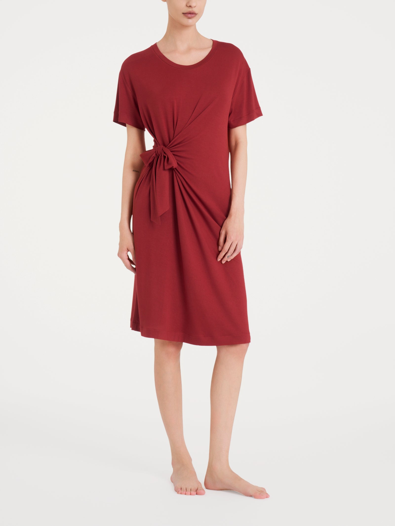 Abito tinta unita con nodo in Viscosa Summer  Rossi Donna - Ragno