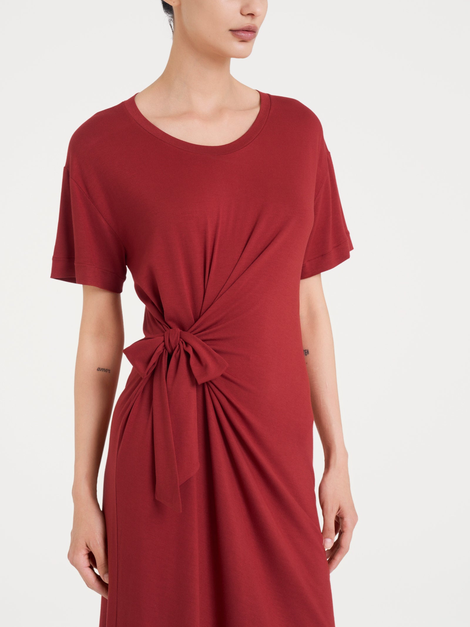 Abito tinta unita con nodo in Viscosa Summer  Rossi Donna - Ragno
