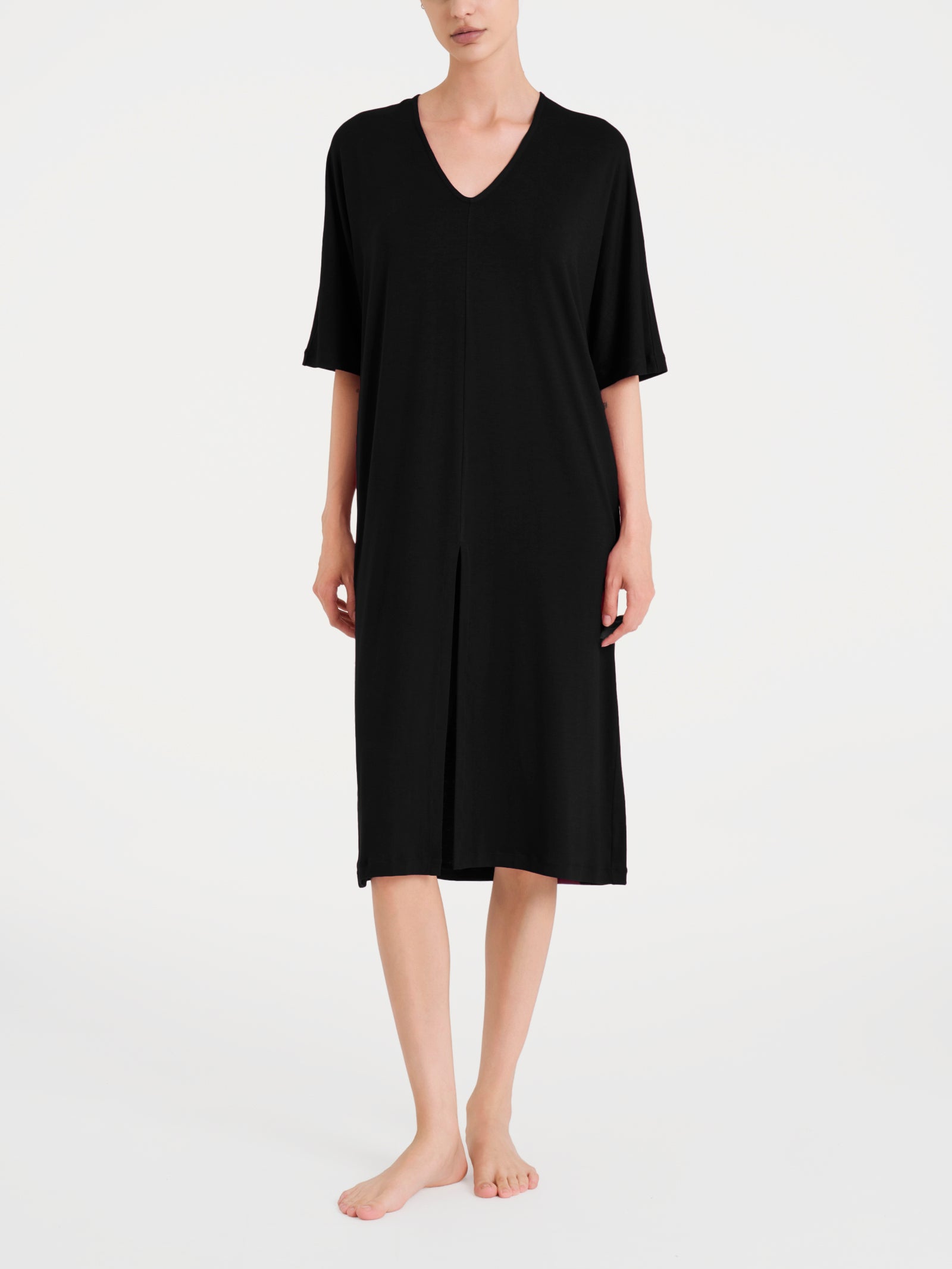 Abito con spacco frontale in Viscosa Summer Neri Donna - Ragno