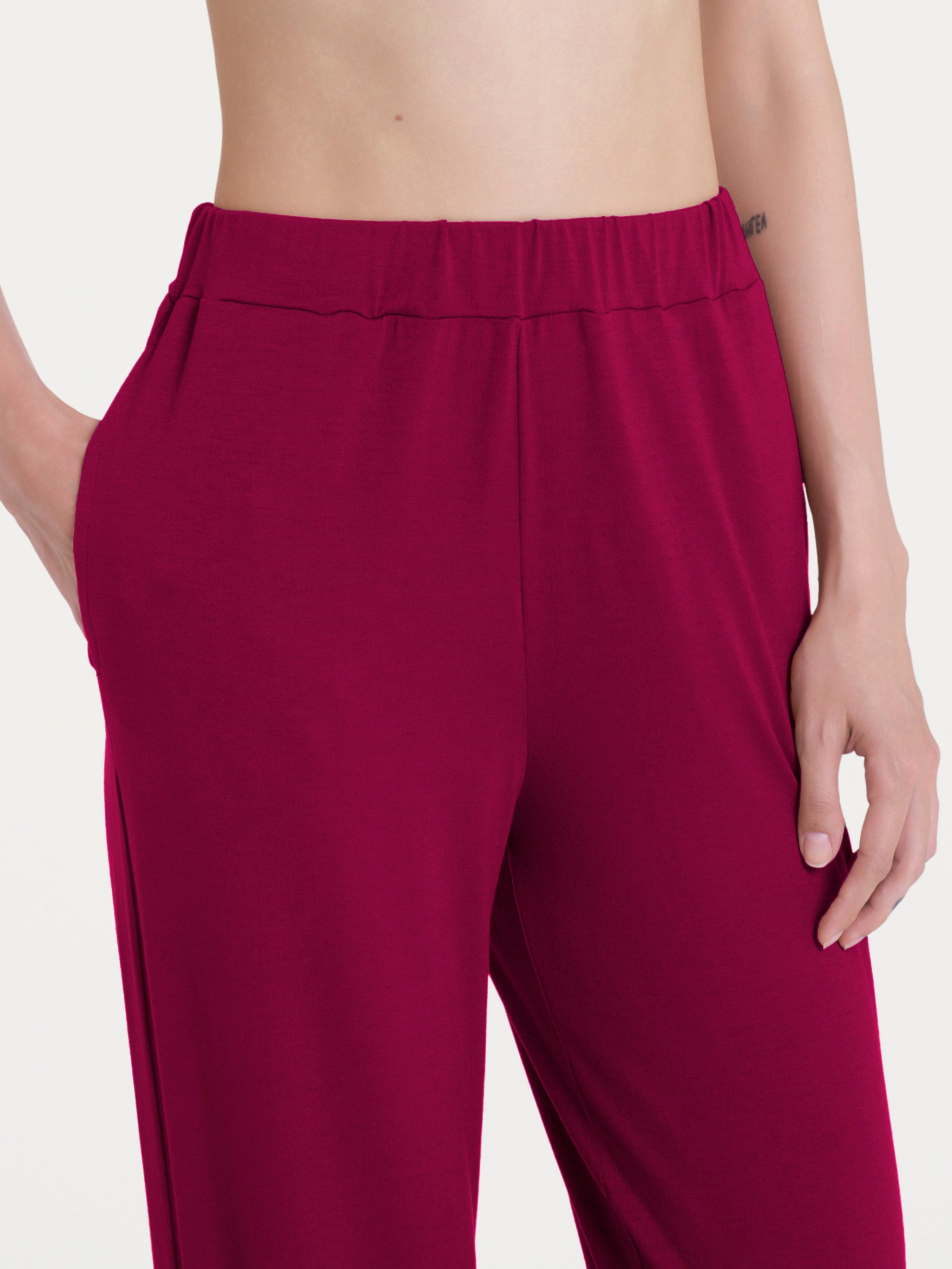 Pantalone ampio tinta unita in Ecoseta Rossi Donna - Ragno