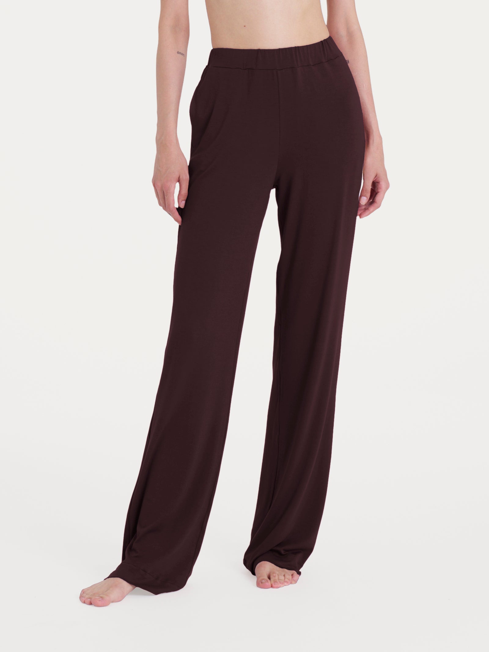 Pantalone ampio tinta unita in Ecoseta Marroni Donna - Ragno