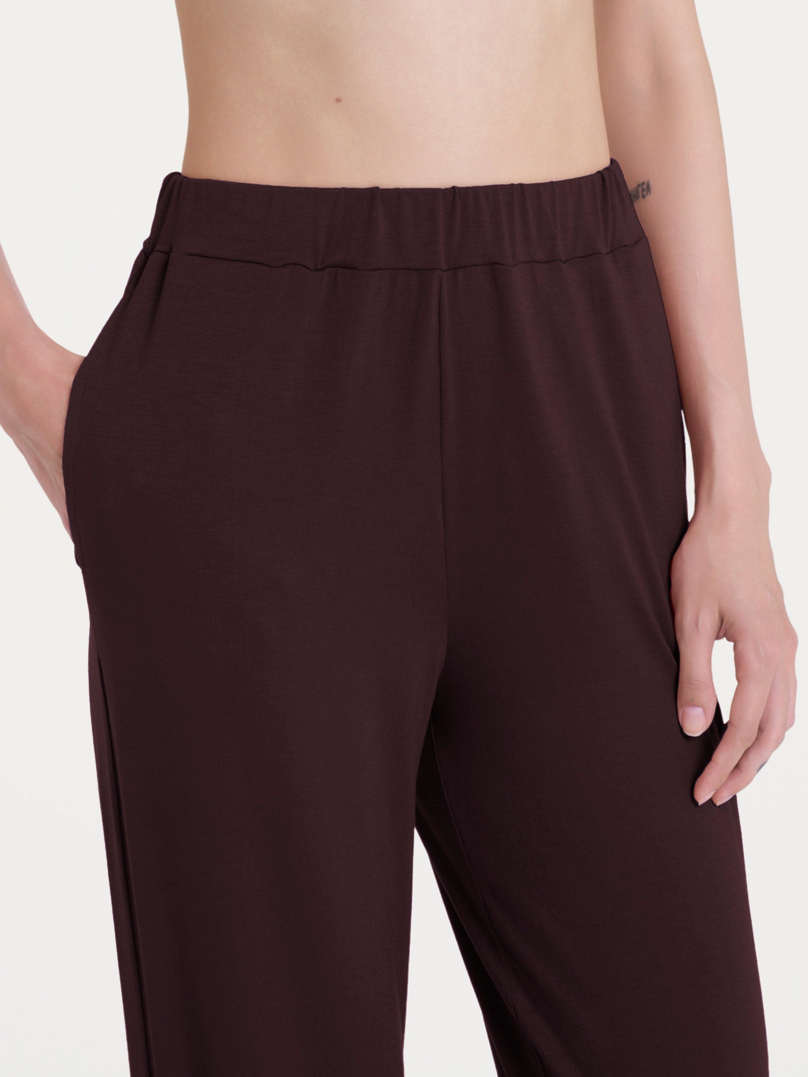 Pantalone ampio tinta unita in Ecoseta Marroni Donna - Ragno