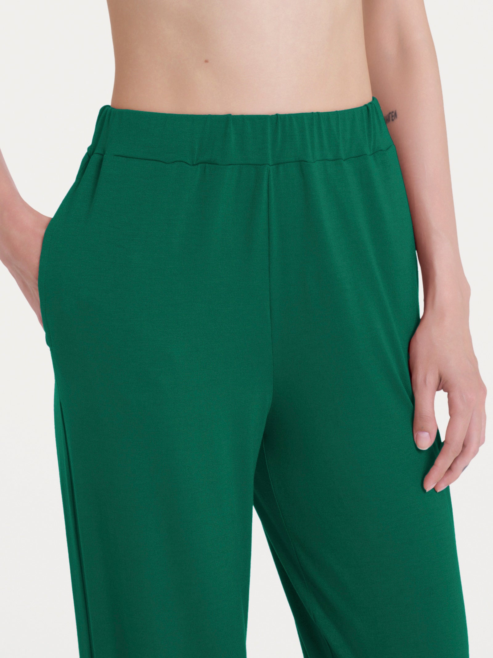 Pantalone ampio tinta unita in Ecoseta Blu Donna - Ragno