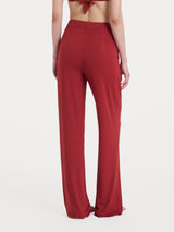 Pantalone ampio tinta unita in Ecoseta Rossi Donna - Ragno