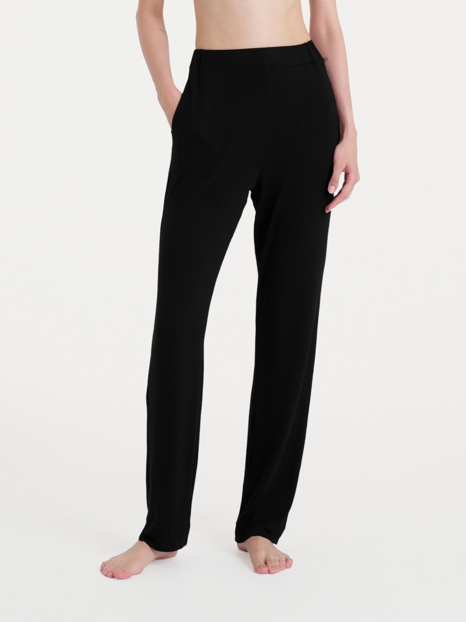 Pantalone dritto con tasche in Viscosa Summer Neri Donna - Ragno