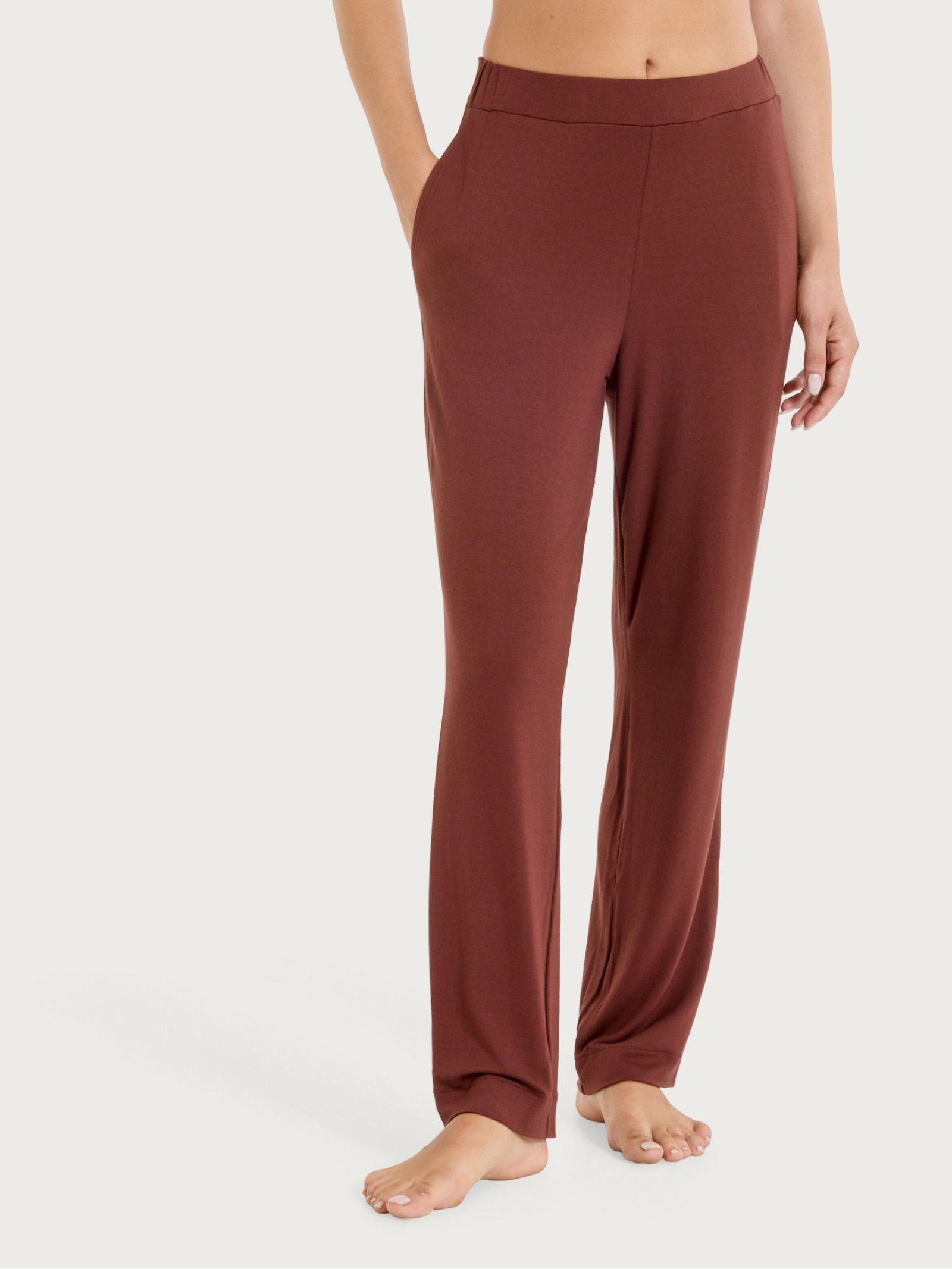 Pantalone dritto con tasche in Viscosa Summer Marroni Donna - Ragno