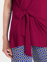 Maglietta tinta unita con nodo in Viscosa Summer  Rossi Donna - Ragno