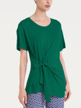 Maglietta tinta unita con nodo in Viscosa Summer  Blu Donna - Ragno