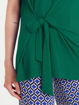 Maglietta tinta unita con nodo in Viscosa Summer  Blu Donna - Ragno