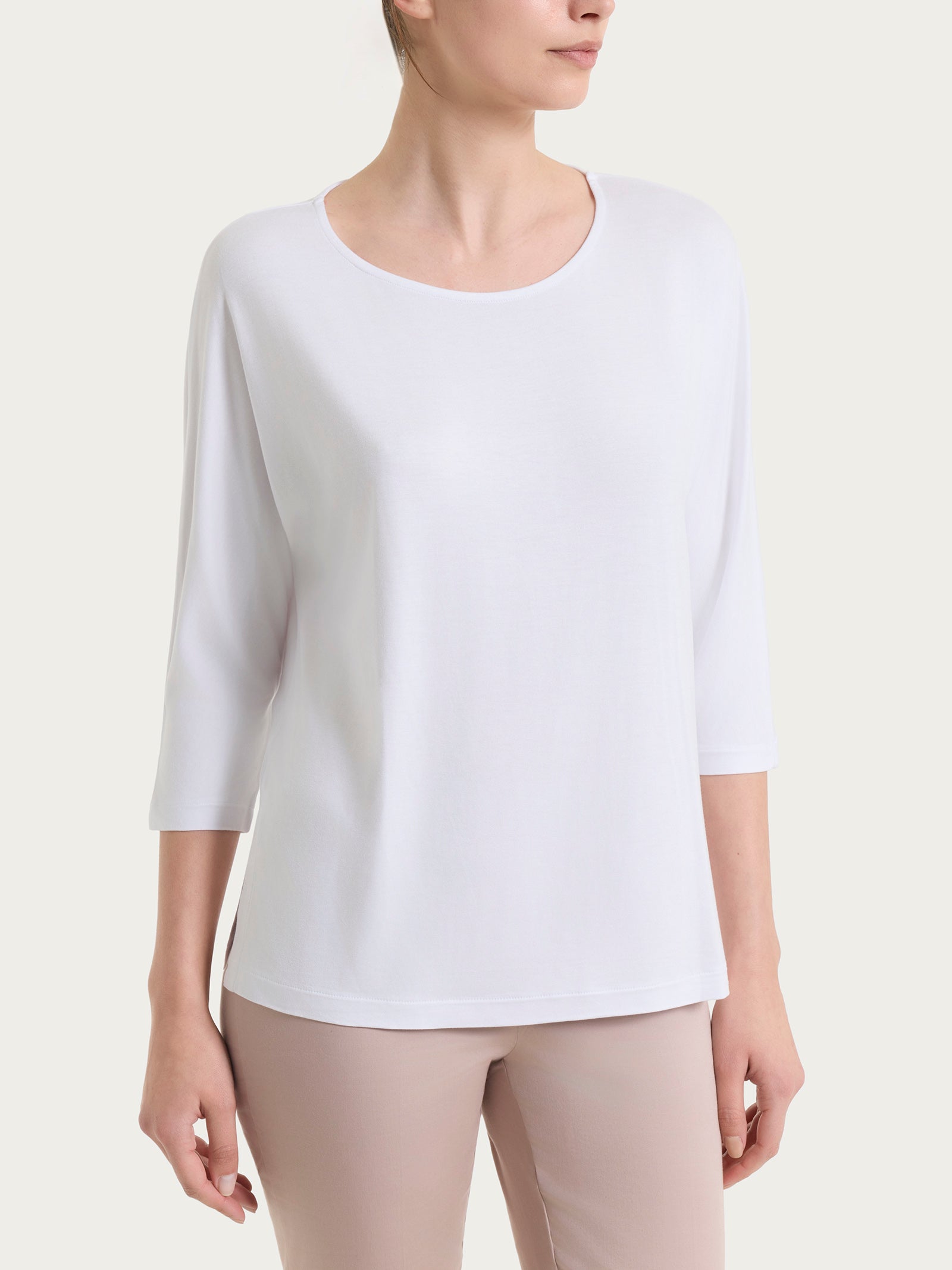 Bianco Women's Solid 3/4 Sleeve Viscose T-Shirt - Ragno