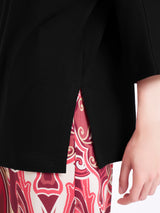 Maglietta tinta unita con manica 3/4 in Viscosa Summer  Neri Donna - Ragno