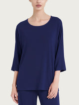 Maglietta tinta unita con manica 3/4 in Viscosa Summer  Blu Donna - Ragno